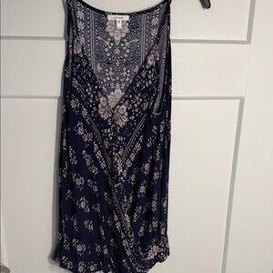 Maurices Navy and Light Pink Floral Sleeveless Maxi Dress